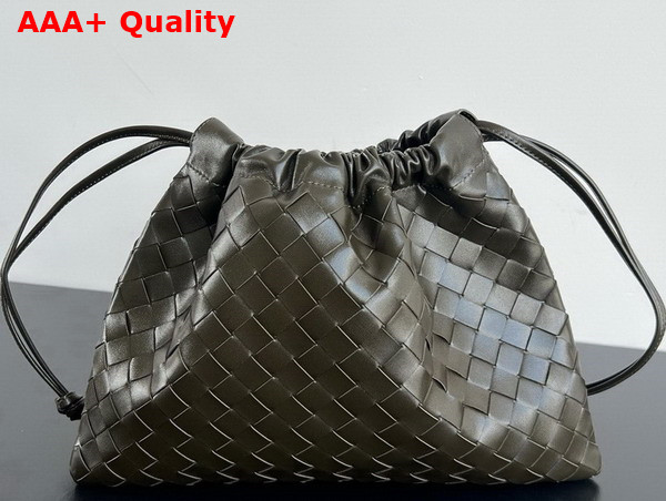 Bottega Veneta Medium Dustbag Kaki New Sauge Intrecciato Calfskin Leather Replica