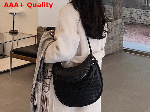 Bottega Veneta Medium Gemelli Bag in Black Intrecciato Leather Replica