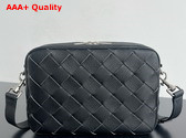 Bottega Veneta Medium Intrecciato Camera Bag in Black Intrecciato Grained Leather Replica