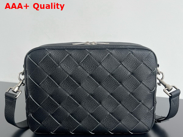 Bottega Veneta Medium Intrecciato Camera Bag in Black Intrecciato Grained Leather Replica