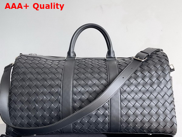 Bottega Veneta Medium Intrecciato Duffle Black Calfskin Replica