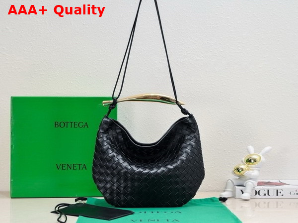 Bottega Veneta Medium Sardine Shoulder Bag in Black Intrecciato Lambskin Replica