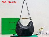 Bottega Veneta Medium Sardine Shoulder Bag in Black Intrecciato Lambskin Replica