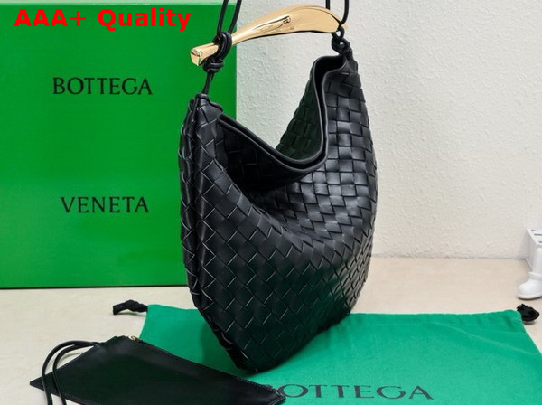 Bottega Veneta Medium Sardine Shoulder Bag in Black Intrecciato Lambskin Replica