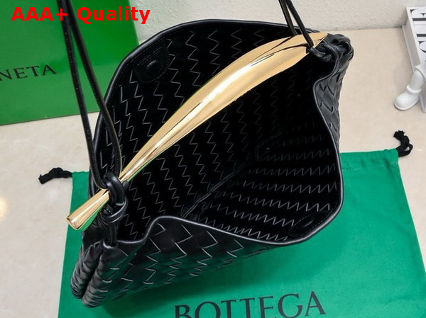 Bottega Veneta Medium Sardine Shoulder Bag in Black Intrecciato Lambskin Replica