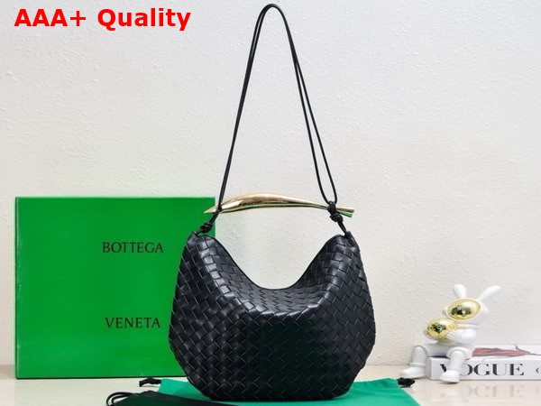 Bottega Veneta Medium Sardine Shoulder Bag in Black Intrecciato Lambskin Replica