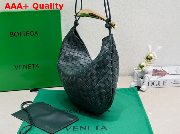 Bottega Veneta Medium Sardine Shoulder Bag in Emerald Green Intrecciato Lambskin Replica