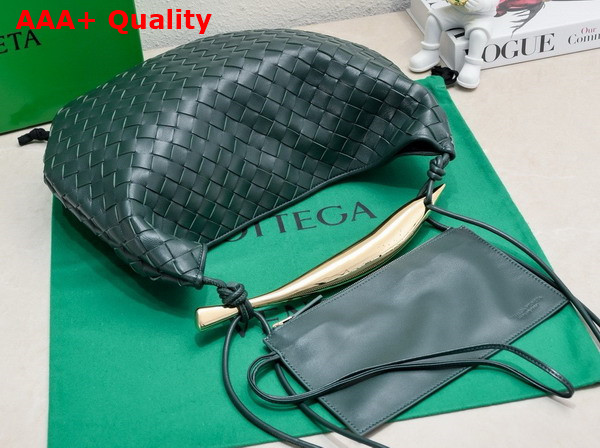 Bottega Veneta Medium Sardine Shoulder Bag in Emerald Green Intrecciato Lambskin Replica