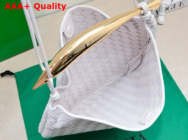 Bottega Veneta Medium Sardine Shoulder Bag in White Intrecciato Lambskin Replica