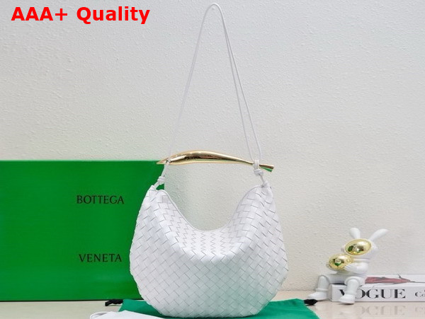 Bottega Veneta Medium Sardine Shoulder Bag in White Intrecciato Lambskin Replica