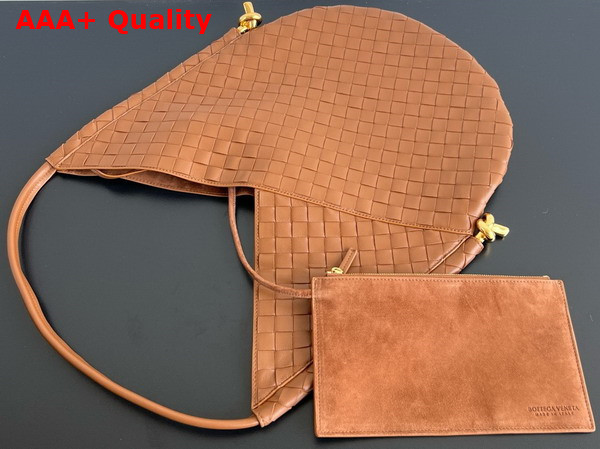 Bottega Veneta Medium Solstice Shoulder Bag in Wood Intrecciato Leather Replica