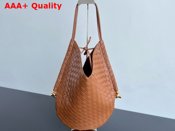 Bottega Veneta Medium Solstice Shoulder Bag in Wood Intrecciato Leather Replica