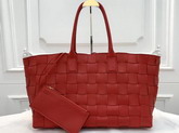 Bottega Veneta Medium Tote Bag in Red Maxi Intreccio