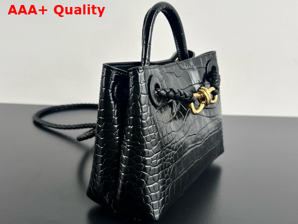 Bottega Veneta Mini Andiamo Bag in Black Aligator Leather Replica