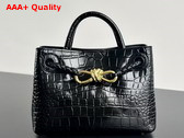 Bottega Veneta Mini Andiamo Bag in Black Aligator Leather Replica