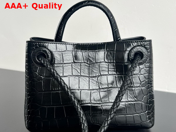 Bottega Veneta Mini Andiamo Bag in Black Aligator Leather Replica