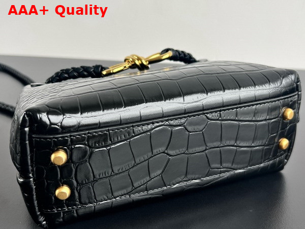 Bottega Veneta Mini Andiamo Bag in Black Aligator Leather Replica