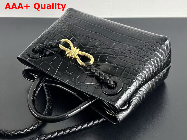 Bottega Veneta Mini Andiamo Bag in Black Aligator Leather Replica