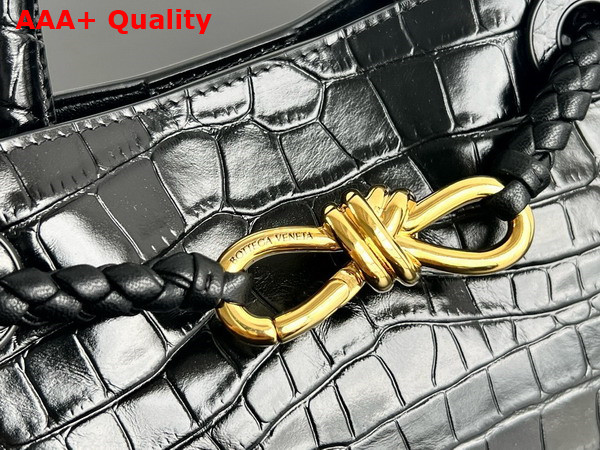 Bottega Veneta Mini Andiamo Bag in Black Aligator Leather Replica