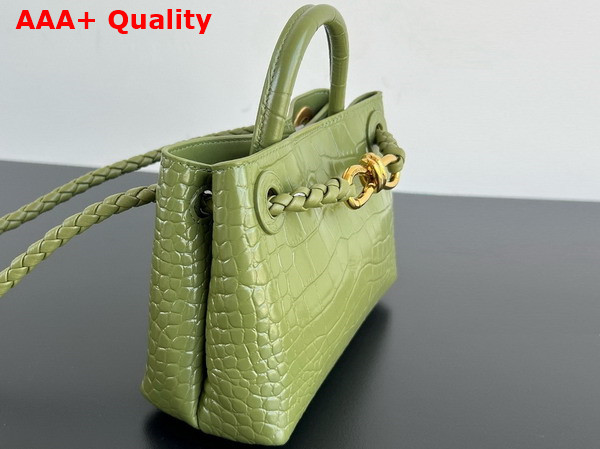 Bottega Veneta Mini Andiamo Bag in Green Aligator Leather Replica