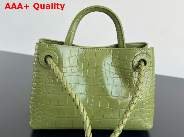 Bottega Veneta Mini Andiamo Bag in Green Aligator Leather Replica