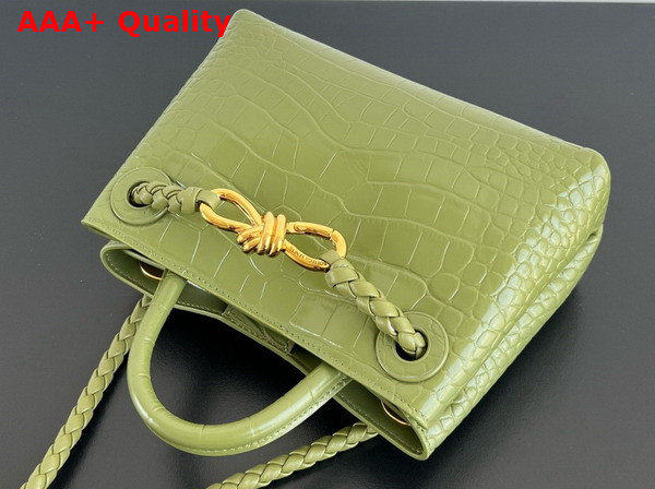 Bottega Veneta Mini Andiamo Bag in Green Aligator Leather Replica