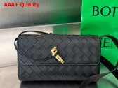 Bottega Veneta Mini Andiamo Cross Body Bag in Black Intrecciato Leather Replica