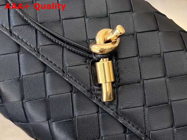 Bottega Veneta Mini Andiamo Cross Body Bag in Black Intrecciato Leather Replica