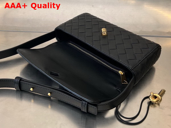 Bottega Veneta Mini Andiamo Cross Body Bag in Black Intrecciato Leather Replica