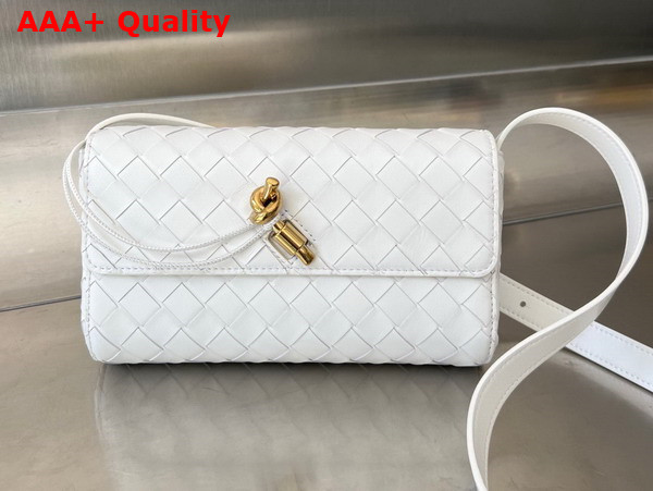 Bottega Veneta Mini Andiamo Cross Body Bag in White Intrecciato Leather Replica