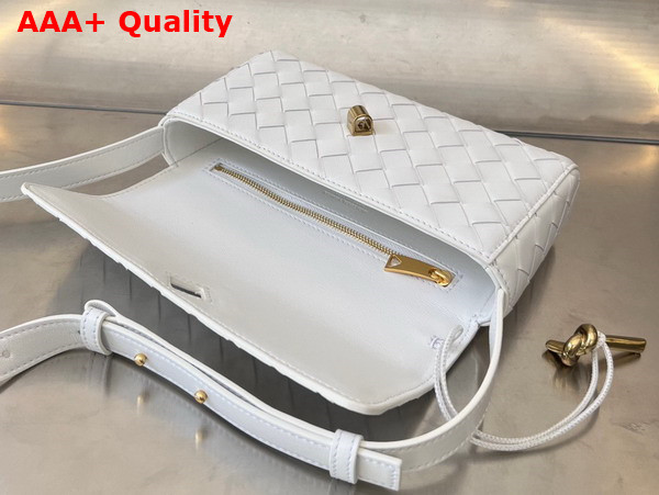 Bottega Veneta Mini Andiamo Cross Body Bag in White Intrecciato Leather Replica