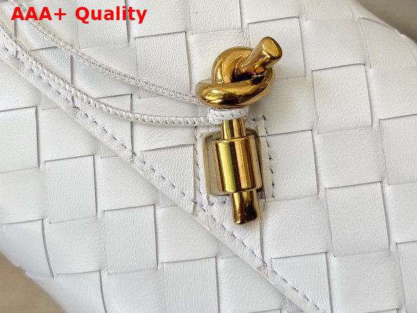 Bottega Veneta Mini Andiamo Cross Body Bag in White Intrecciato Leather Replica