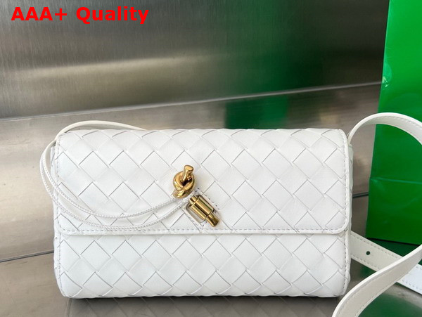 Bottega Veneta Mini Andiamo Cross Body Bag in White Intrecciato Leather Replica