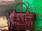 Bottega Veneta Mini Arco Tote Bag in Burgundy Foulard Intreccio Leather Replica