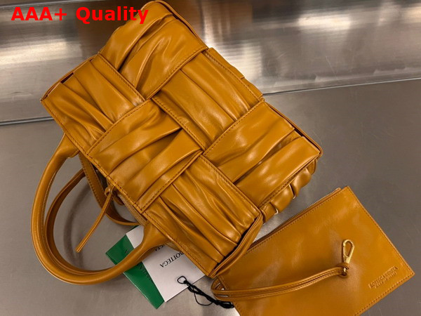 Bottega Veneta Mini Arco Tote Bag in Camel Foulard Intreccio Leather Replica