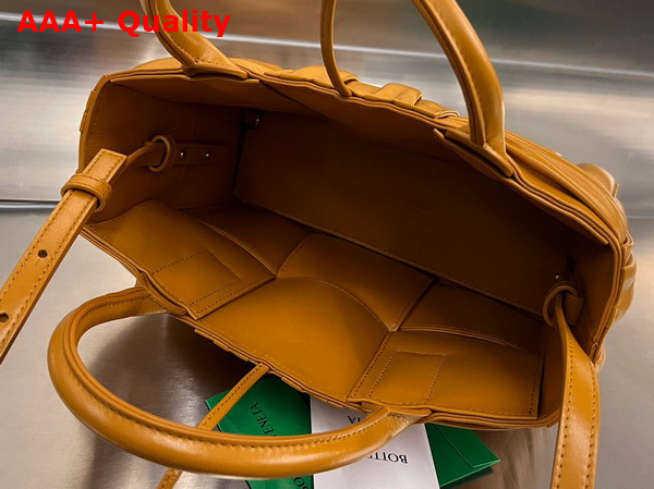 Bottega Veneta Mini Arco Tote Bag in Camel Foulard Intreccio Leather Replica