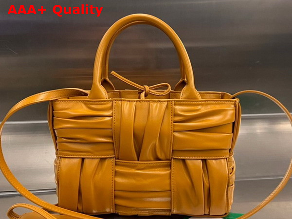 Bottega Veneta Mini Arco Tote Bag in Camel Foulard Intreccio Leather Replica