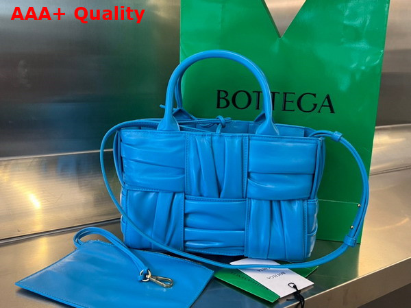 Bottega Veneta Mini Arco Tote Bag in Pool Foulard Intreccio Leather Replica