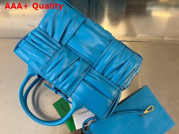 Bottega Veneta Mini Arco Tote Bag in Pool Foulard Intreccio Leather Replica