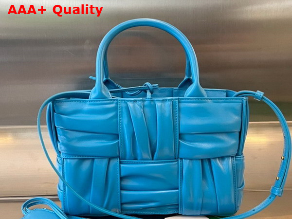 Bottega Veneta Mini Arco Tote Bag in Pool Foulard Intreccio Leather Replica