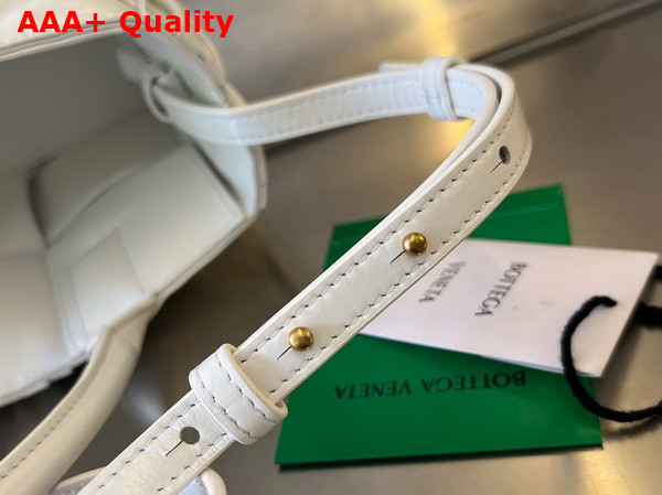 Bottega Veneta Mini Arco Tote Bag in White Foulard Intreccio Leather Replica