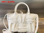 Bottega Veneta Mini Arco Tote Bag in White Foulard Intreccio Leather Replica