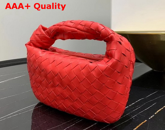 Bottega Veneta Mini BV Jodie Hobo Bag in Bright Red Woven Leather Replica