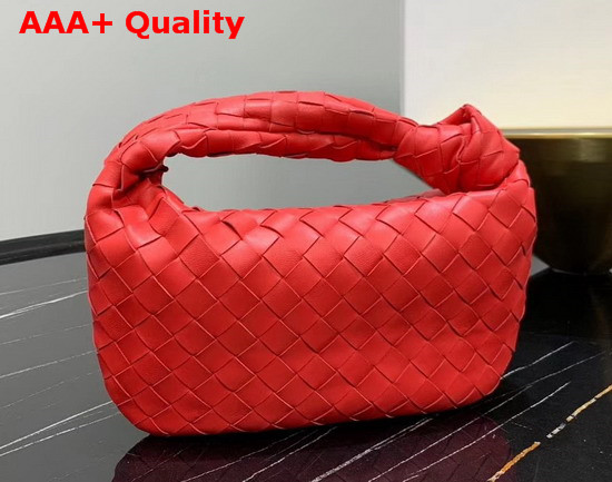 Bottega Veneta Mini BV Jodie Hobo Bag in Bright Red Woven Leather Replica