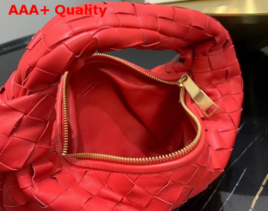 Bottega Veneta Mini BV Jodie Hobo Bag in Bright Red Woven Leather Replica