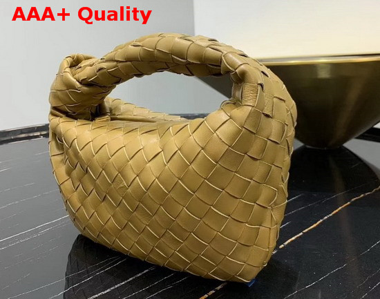 Bottega Veneta Mini BV Jodie Hobo Bag in Caramel Woven Leather Replica