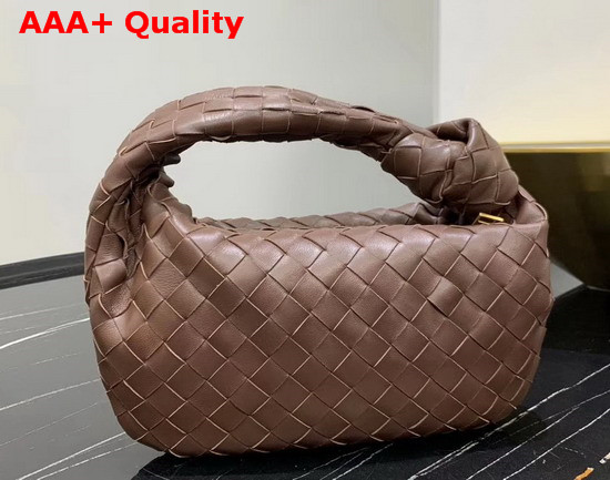 Bottega Veneta Mini BV Jodie Hobo Bag in Chocolate Woven Leather Replica