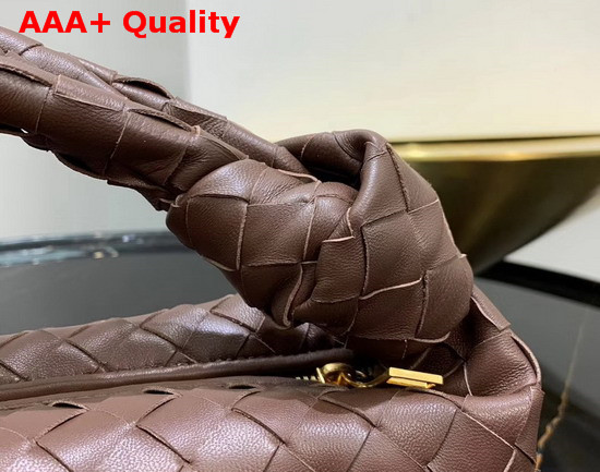 Bottega Veneta Mini BV Jodie Hobo Bag in Chocolate Woven Leather Replica