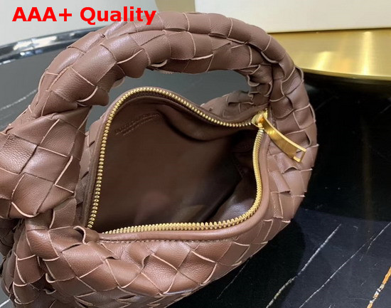 Bottega Veneta Mini BV Jodie Hobo Bag in Chocolate Woven Leather Replica