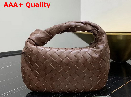 Bottega Veneta Mini BV Jodie Hobo Bag in Chocolate Woven Leather Replica